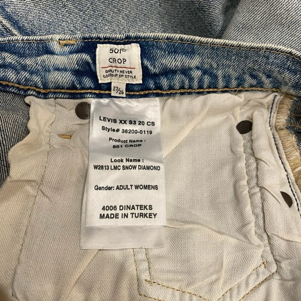 LEVI’S 501  ORIGINAL CROPPED WOMEN'S JEANS selvedge LMC snow diamond size 27/26 - Picture 5 of 13